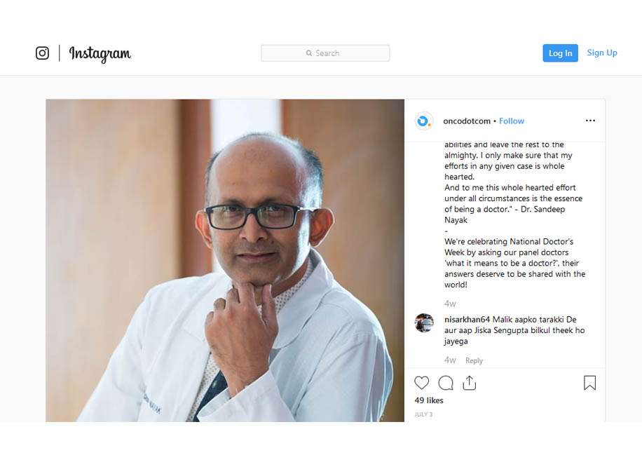 Oncodotcom post on dr. sandeep nayak