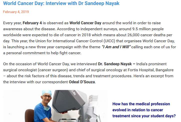 Press Release on world cancer day